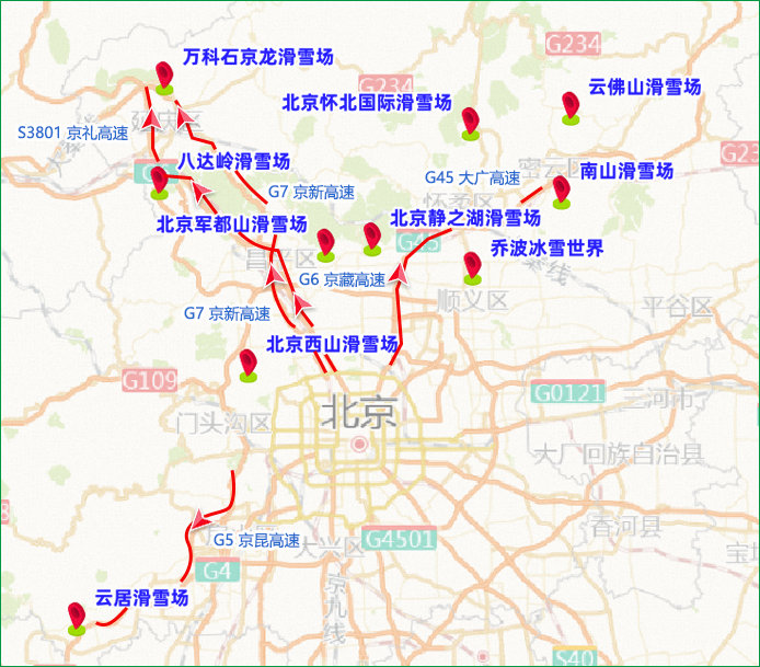 北京周边滑雪场交通预测预报和出行提示（12.7-12.13）